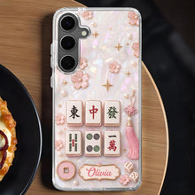 Load image into Gallery viewer, Personalized Clear Phone Case with Cherry Blossoms for Mahjong Lovers