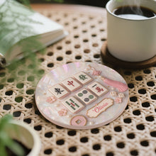 Load image into Gallery viewer, Personalized Mahjong Mother of Pearl Coaster Custom Name Gift