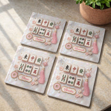 Load image into Gallery viewer, Personalized Mahjong Tiles Ceramic Coaster Custom Gift for Her