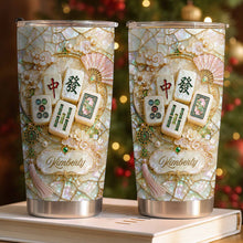 Load image into Gallery viewer, Personalized Floral Mahjong Tiles Custom Name Tumbler 20oz Gift