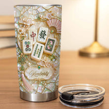 Load image into Gallery viewer, Personalized Floral Mahjong Tiles Custom Name Tumbler 20oz Gift