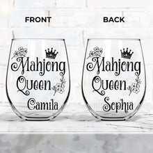 Load image into Gallery viewer, Personalized Stemless Wine Glass for Mahjong Queen Gift