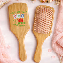 Load image into Gallery viewer, Personalized Bamboo Hair Brush Custom Name Mahjong Queen Gift