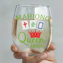 Load image into Gallery viewer, Personalized Stemless Wine Glass Custom Name Mahjong Queen Gift