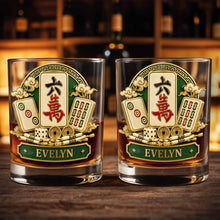 Load image into Gallery viewer, Personalized Mahj jong Whiskey Glass Custom Name Gift for Him