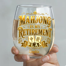 Load image into Gallery viewer, Personalized Stemless Wine Glass Mahjong Retirement Gift
