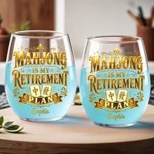 Load image into Gallery viewer, Personalized Stemless Wine Glass Mahjong Retirement Gift