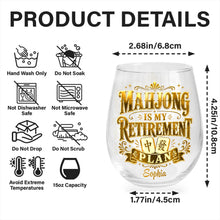 Load image into Gallery viewer, Personalized Stemless Wine Glass Mahjong Retirement Gift