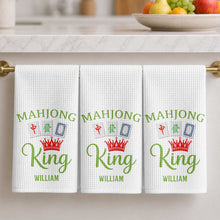 Load image into Gallery viewer, Personalized Mahjong King Kitchen Towel Custom Name Gift for Dad