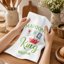 Load image into Gallery viewer, Personalized Mahjong King Kitchen Towel Custom Name Gift for Dad