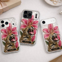 Load image into Gallery viewer, Personalized Clear Phone Case Leopard Lily Flower Custom Name Gift for Her