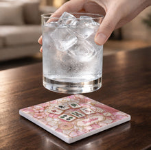 Load image into Gallery viewer, Personalized Ceramic Coaster with Cherry Blossoms for Game Night