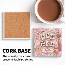 Load image into Gallery viewer, Personalized Ceramic Coaster with Cherry Blossoms for Game Night