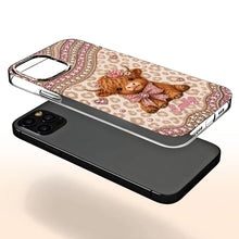 Load image into Gallery viewer, Personalized Highland Cow Clear Phone Case with 3D Rhinestones Gift for Her