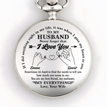 Load image into Gallery viewer, Personalized Silver Pocket Watch Custom Message Gift for Husband