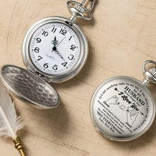 Load image into Gallery viewer, Personalized Silver Pocket Watch Custom Message Gift for Husband