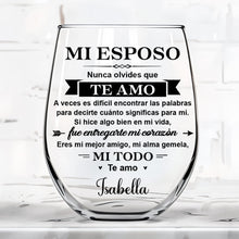 Load image into Gallery viewer, Personalized Stemless Wine Glass Gift for Him Anniversary