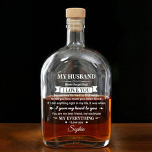 Load image into Gallery viewer, Personalized Whiskey Bottle Custom Heart Arrow Gift for Husband