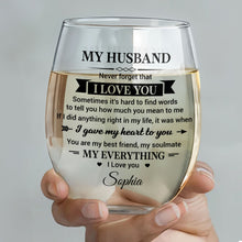 Load image into Gallery viewer, Personalized Stemless Wine Glass Custom Name Gift for Husband