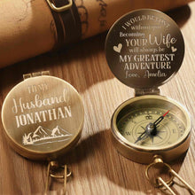 Load image into Gallery viewer, Personalized Engraved Brass Compass Custom Gift for Husband