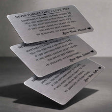 Load image into Gallery viewer, Personalized Aluminum Wallet Card Custom Love Message Gift for Couples