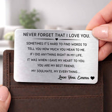 Load image into Gallery viewer, Personalized Aluminum Wallet Card Custom Love Message Gift for Couples