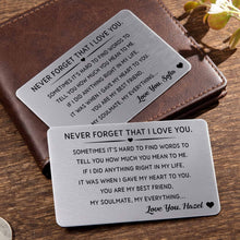 Load image into Gallery viewer, Personalized Aluminum Wallet Card Custom Love Message Gift for Couples