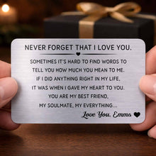 Load image into Gallery viewer, Personalized Aluminum Wallet Card Custom Love Message Gift for Couples