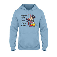 Load image into Gallery viewer, Personalized Couple T-shirt & Hoodie with Mickey Design | Custom Names Gift