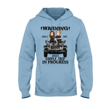 Load image into Gallery viewer, Personalized Couple Car T-Shirt and Hoodie with Custom Names | Engagement, Valentine's Day, Anniversary Gift