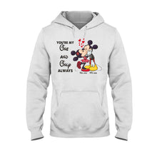 Load image into Gallery viewer, Personalized Couple T-shirt & Hoodie with Mickey Design | Custom Names Gift