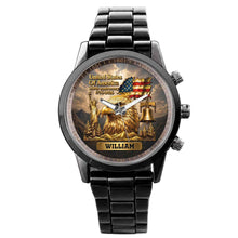 Load image into Gallery viewer, Personalized Men's Watch Custom Name Eagle US Flag Gift for Dad