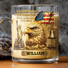 Load image into Gallery viewer, Personalized 250th Anniversary Glass Mug Custom Name Gift for Dad