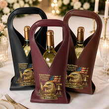 Load image into Gallery viewer, Personalized Leather Wine Bag Custom Name Gift for Dad 4th of July