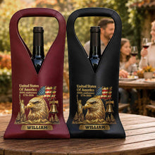Load image into Gallery viewer, Personalized Leather Wine Bag Custom Name Gift for Dad 4th of July