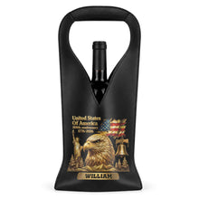 Load image into Gallery viewer, Personalized Leather Wine Bag Custom Name Gift for Dad 4th of July
