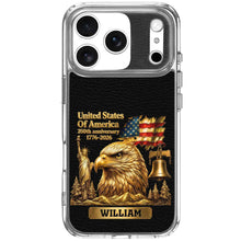 Load image into Gallery viewer, Personalized Clear Phone Case USA Eagle Custom Name Gift