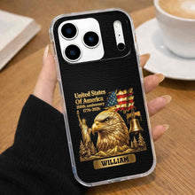 Load image into Gallery viewer, Personalized Clear Phone Case USA Eagle Custom Name Gift