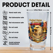 Load image into Gallery viewer, Personalized Custom Beer Glass USA Flag Eagle Gift for Dad