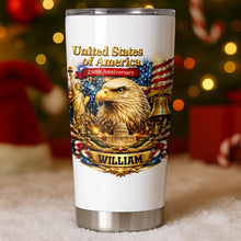 Load image into Gallery viewer, Personalized 20oz Stainless Steel Tumbler American Flag Gift for Dad