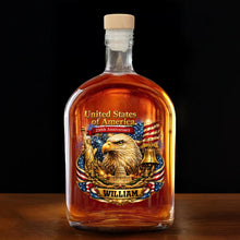 Load image into Gallery viewer, Personalized Whiskey Bottle with Eagle Liberty Bell Design Gift for Dad