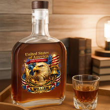 Load image into Gallery viewer, Personalized Whiskey Bottle with Eagle Liberty Bell Design Gift for Dad