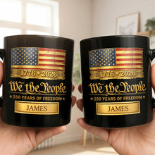 Load image into Gallery viewer, Personalized Black Mug Custom American Flag Gift for Dad