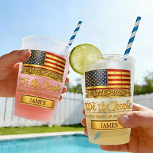 Load image into Gallery viewer, Personalized American Flag Frosted Cups Custom Name Gift