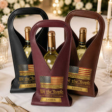 Load image into Gallery viewer, Personalized Leather Wine Bag Custom Name Gift for Dad
