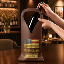Load image into Gallery viewer, Personalized Leather Wine Bag Custom Name Gift for Dad