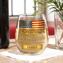 Load image into Gallery viewer, Personalized 15oz Stemless Wine Glass Gift for 4th of July