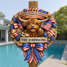 Load image into Gallery viewer, Personalized Custom Shaped Wood Sign USA Flag Gift for Family