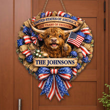 Load image into Gallery viewer, Personalized Custom Shaped Wood Sign USA Flag Gift for Family