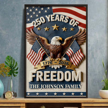 Load image into Gallery viewer, Personalized Vertical Poster with American Flag Bald Eagle Custom Family Name Gift for Dad